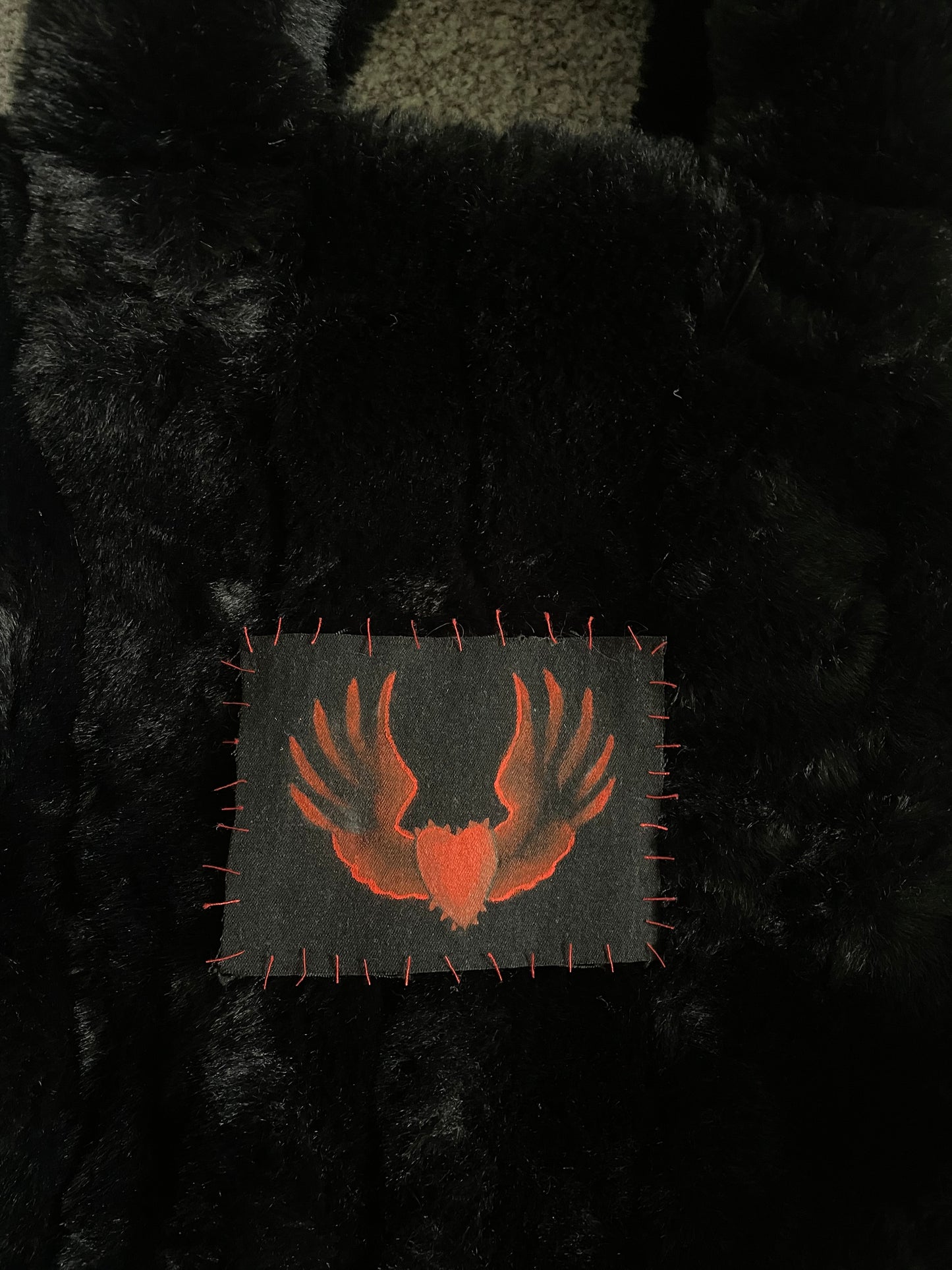 Spiked winged heart fluff cloud bag