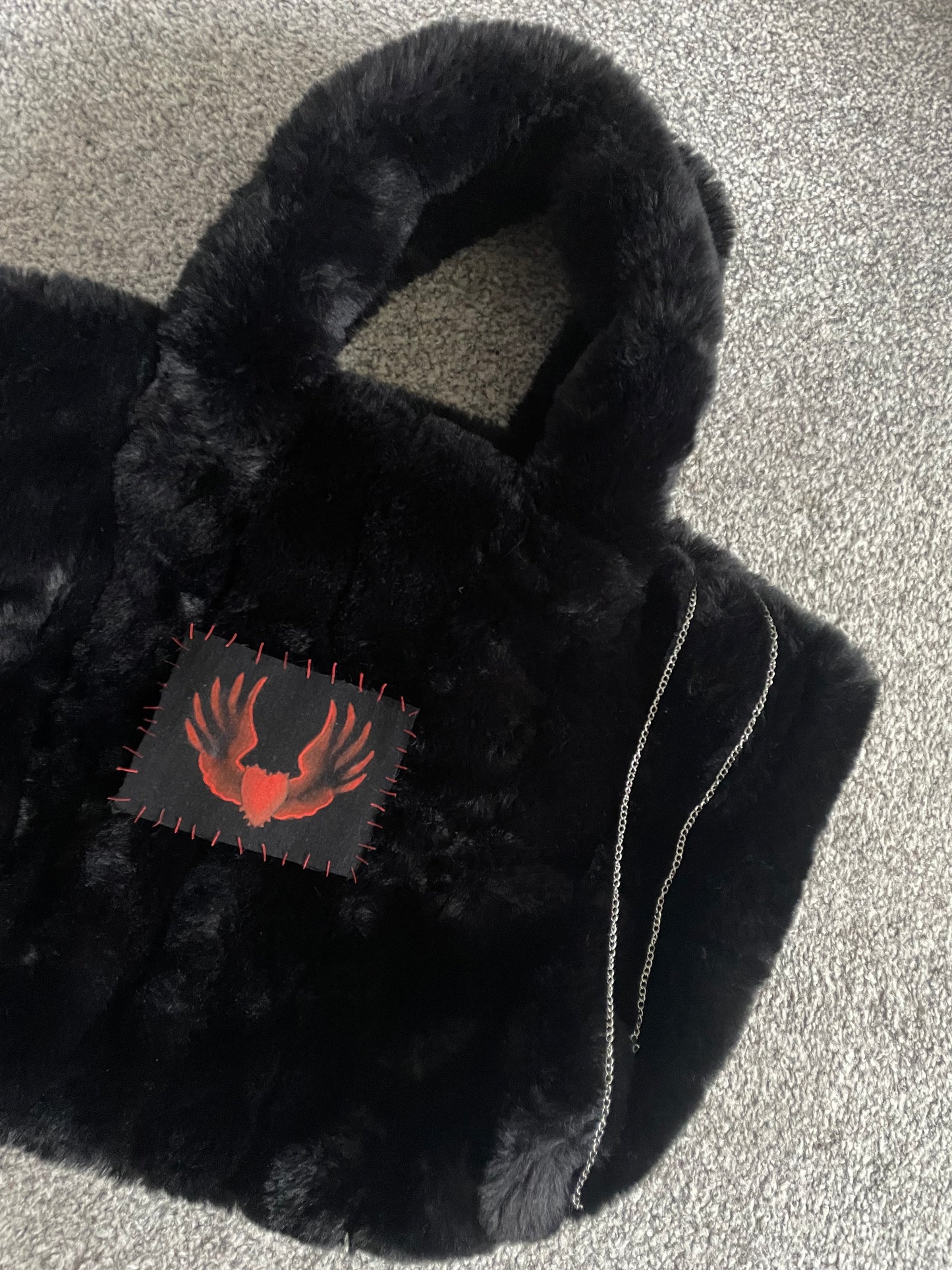 Spiked winged heart fluff cloud bag