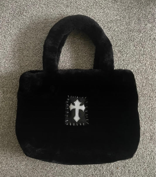 Trad Cross Faux Fur Tote Bag