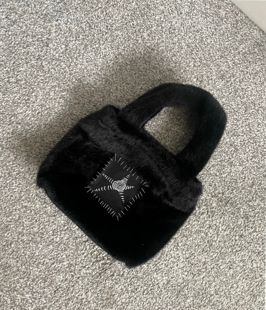 Starrlet Logo Faux Fur Mini Tote Bag