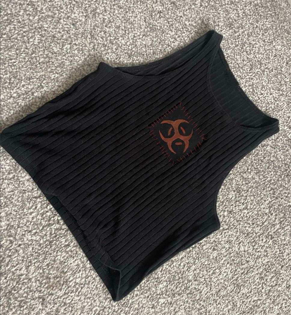 Biohazard racer crop top