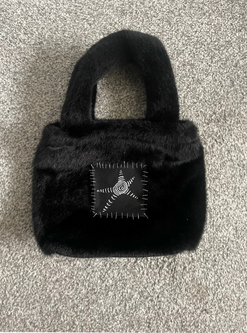 Starrlet Logo Faux Fur Mini Tote Bag