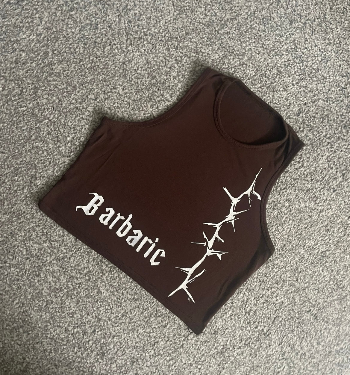 Barbaric Racer Crop Top Brown