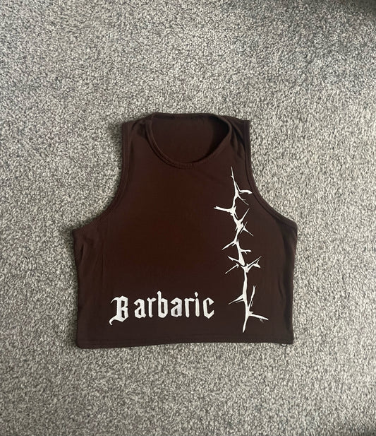 Barbaric Racer Crop Top Brown